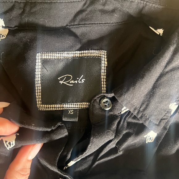 Rails polo horse embroidered print black womens buttondown size XS. Worn once - Picture 3 of 4